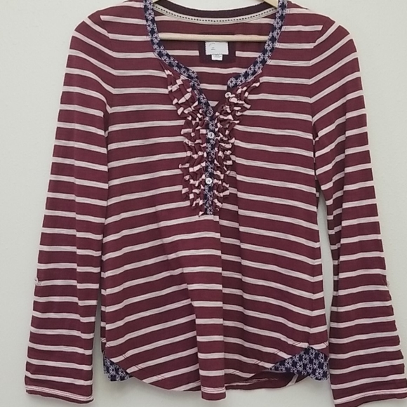 Anthropologie Postmark Ruffle Long Sleeve Small - Picture 1 of 9